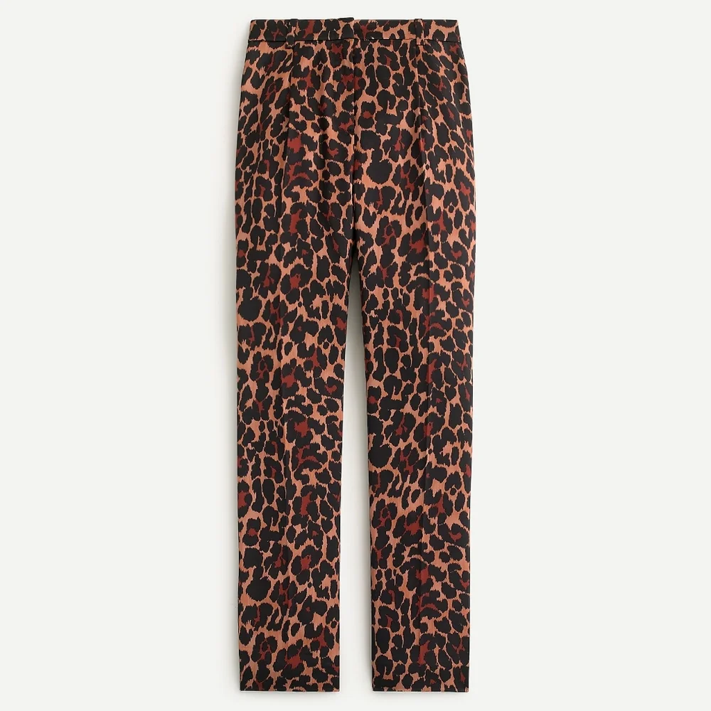 New! J. Crew sz 4 High-Rise Wide-Leg Pants Leopard Cheetah Animal Trousers NWT